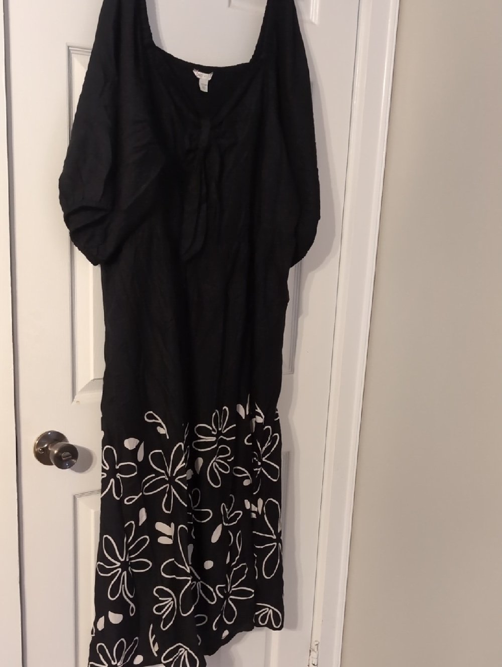 Cato Black Maxi Dress with White Floral Hem